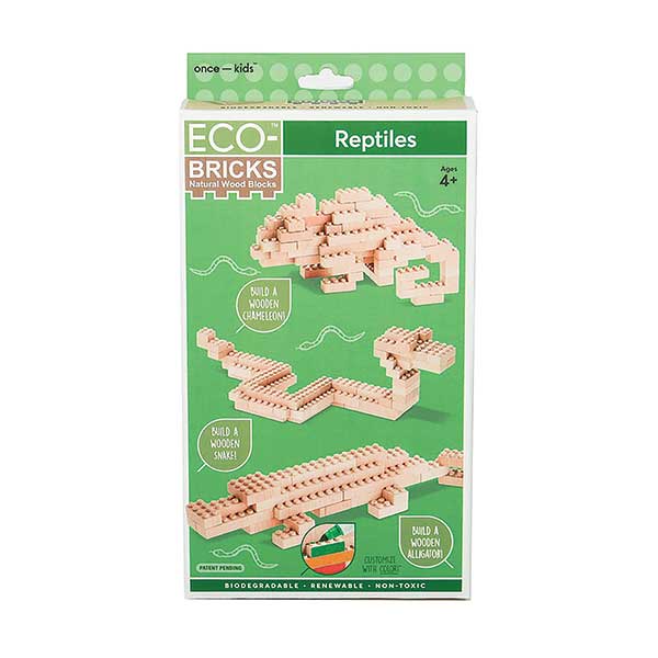product: Eco-bricks Wooden Bricks 3-in-1 Builds - Reptiles shown