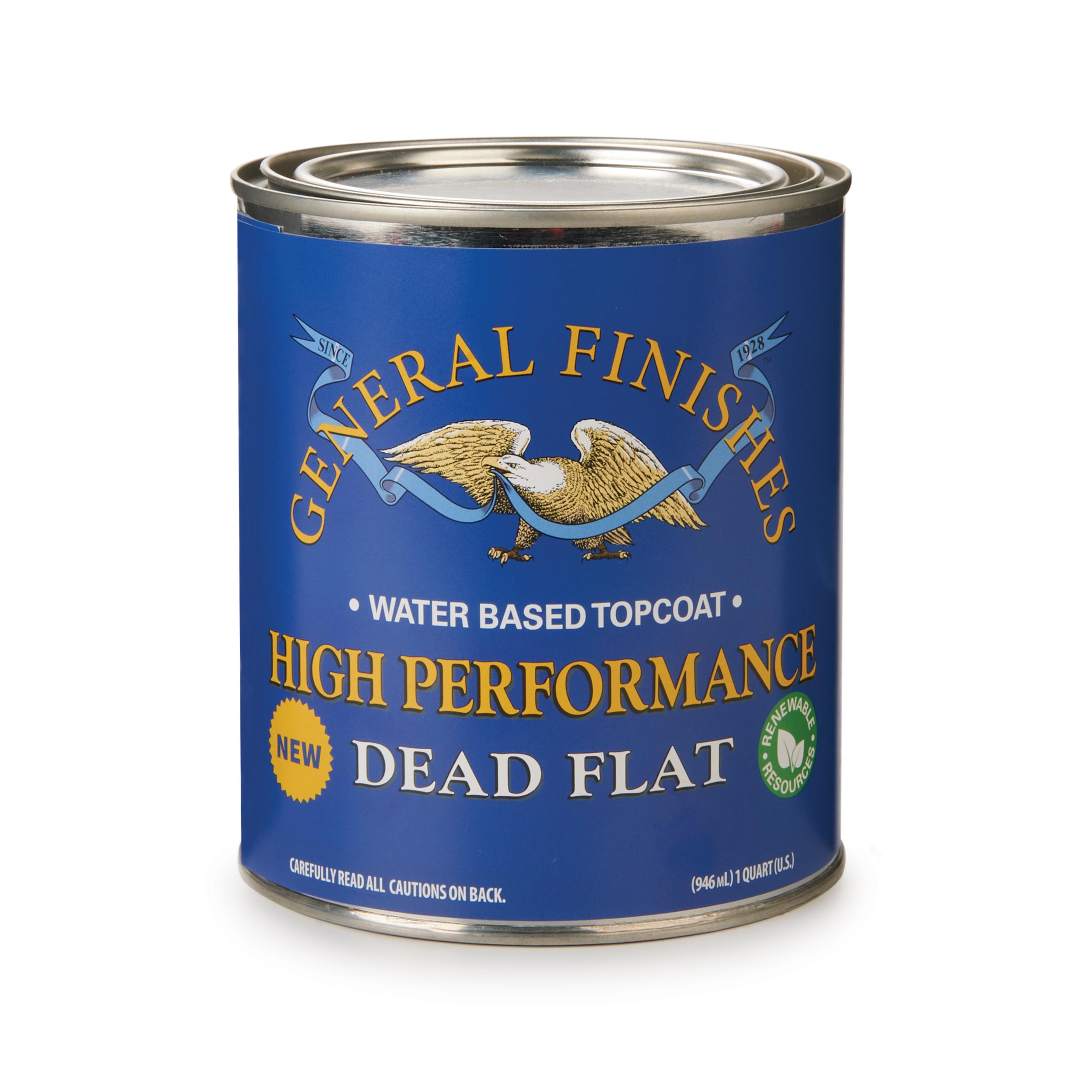 product: General Finishes High Performance Dead Flat Topcoat - Quart shown