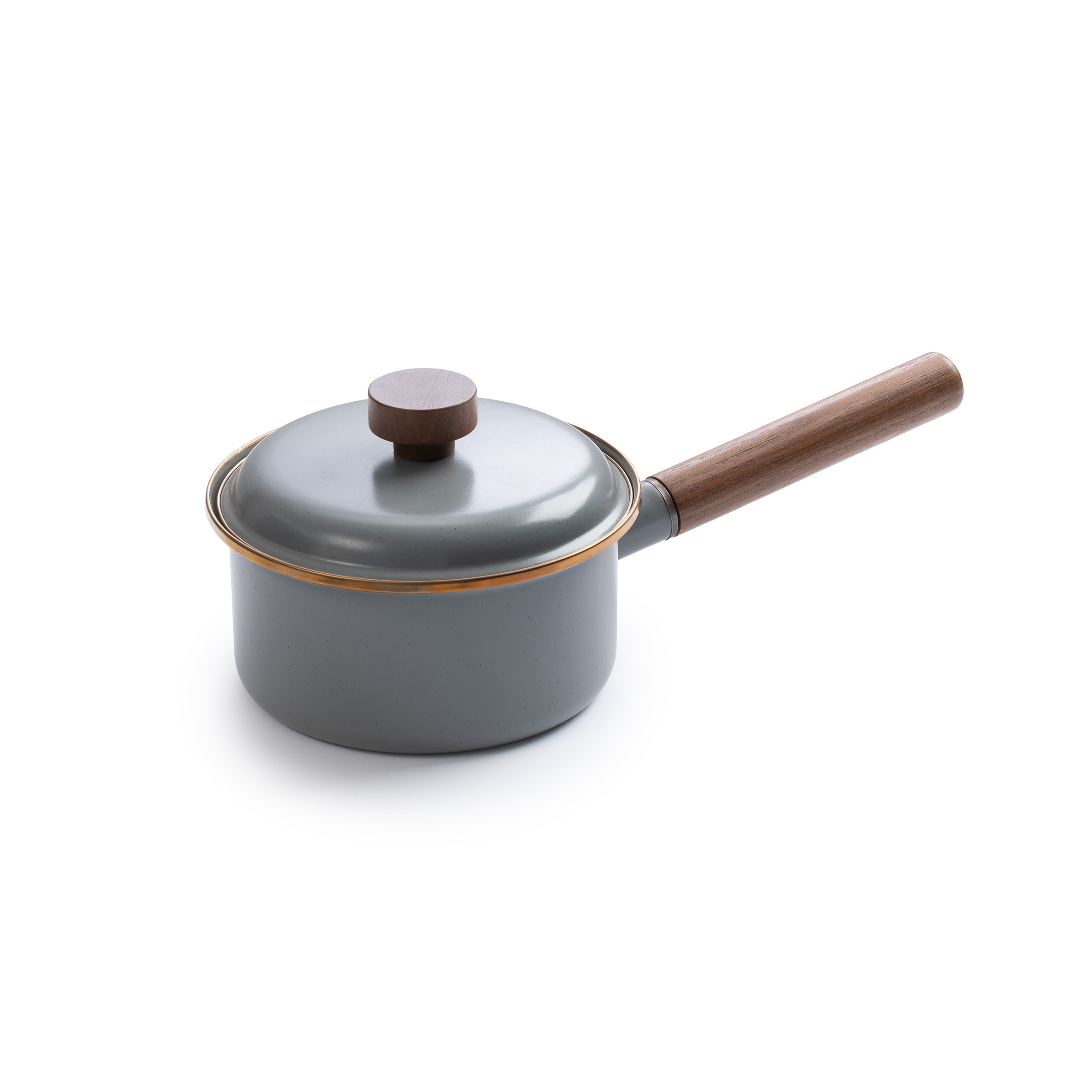 product: Barebones Enamel Saucepan Slate Gray Indoor/Outdoor shown