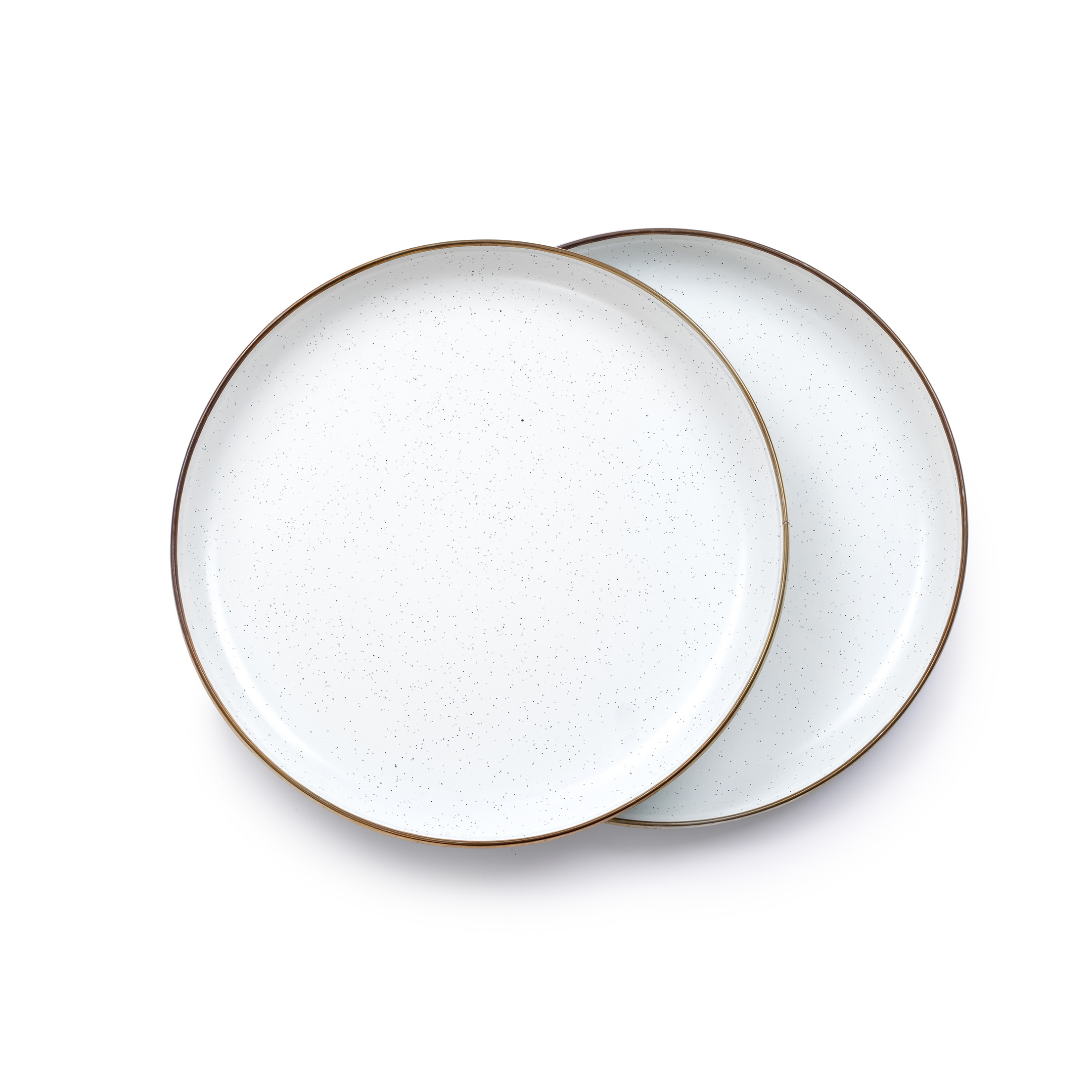 product: Barebones Enamel Deep Plate Set Eggshell Indoor/Outdoor shown