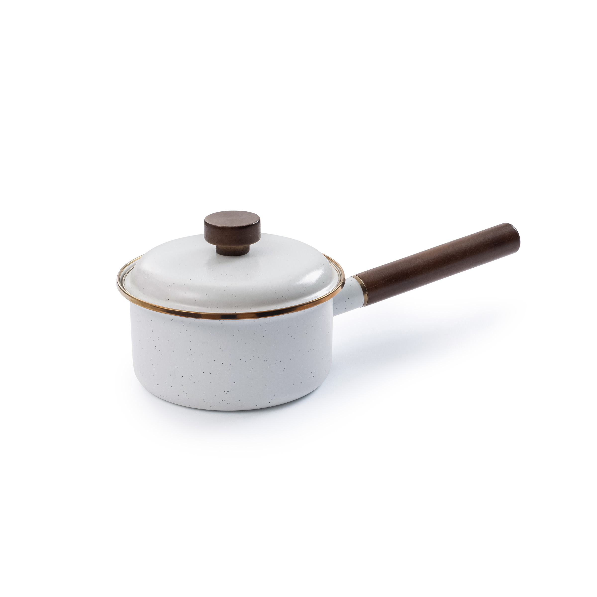 product: Barebones Enamel Saucepan Eggshell Indoor/Outdoor shown