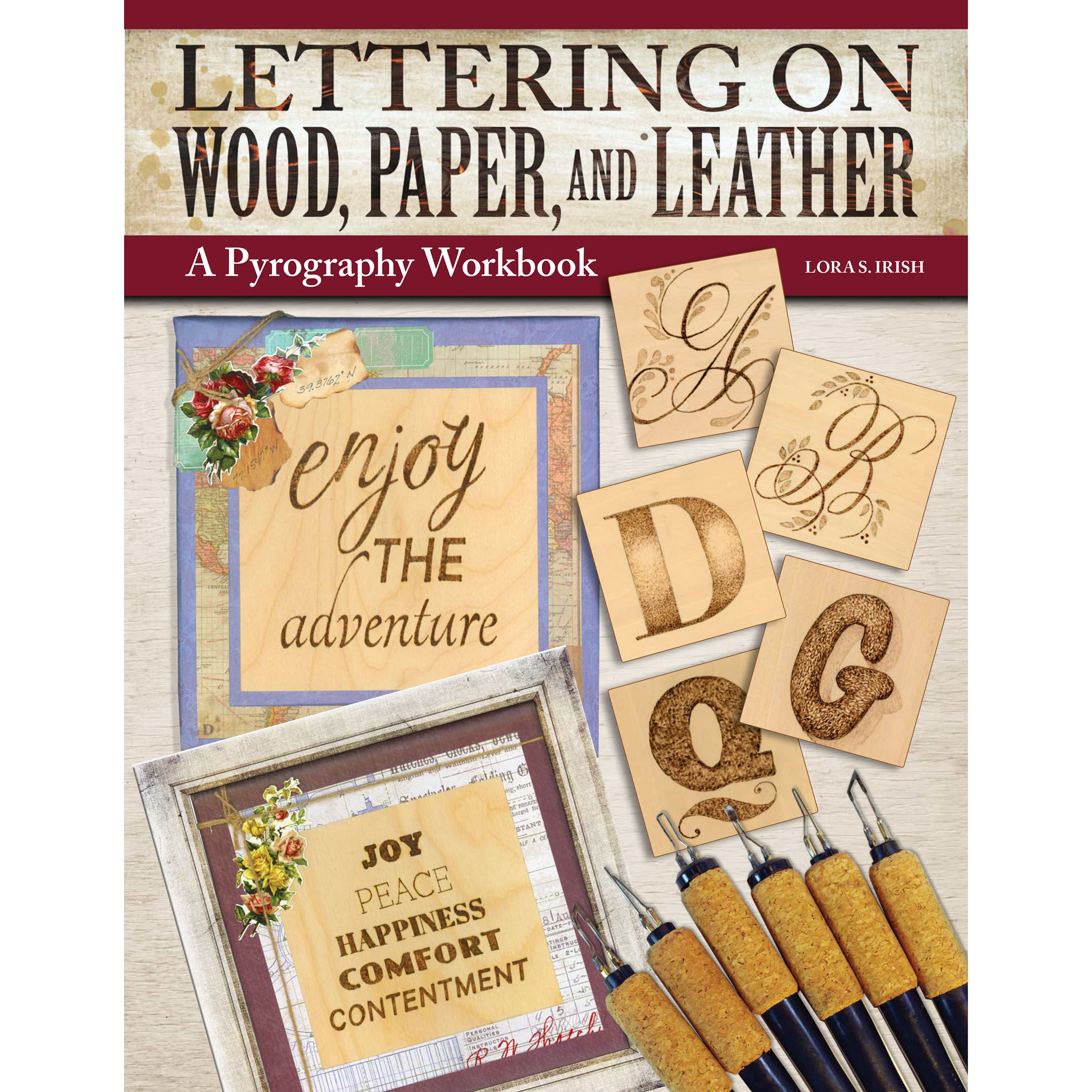 product: Fox Chapel Lettering on Wood, Paper and Leather shown