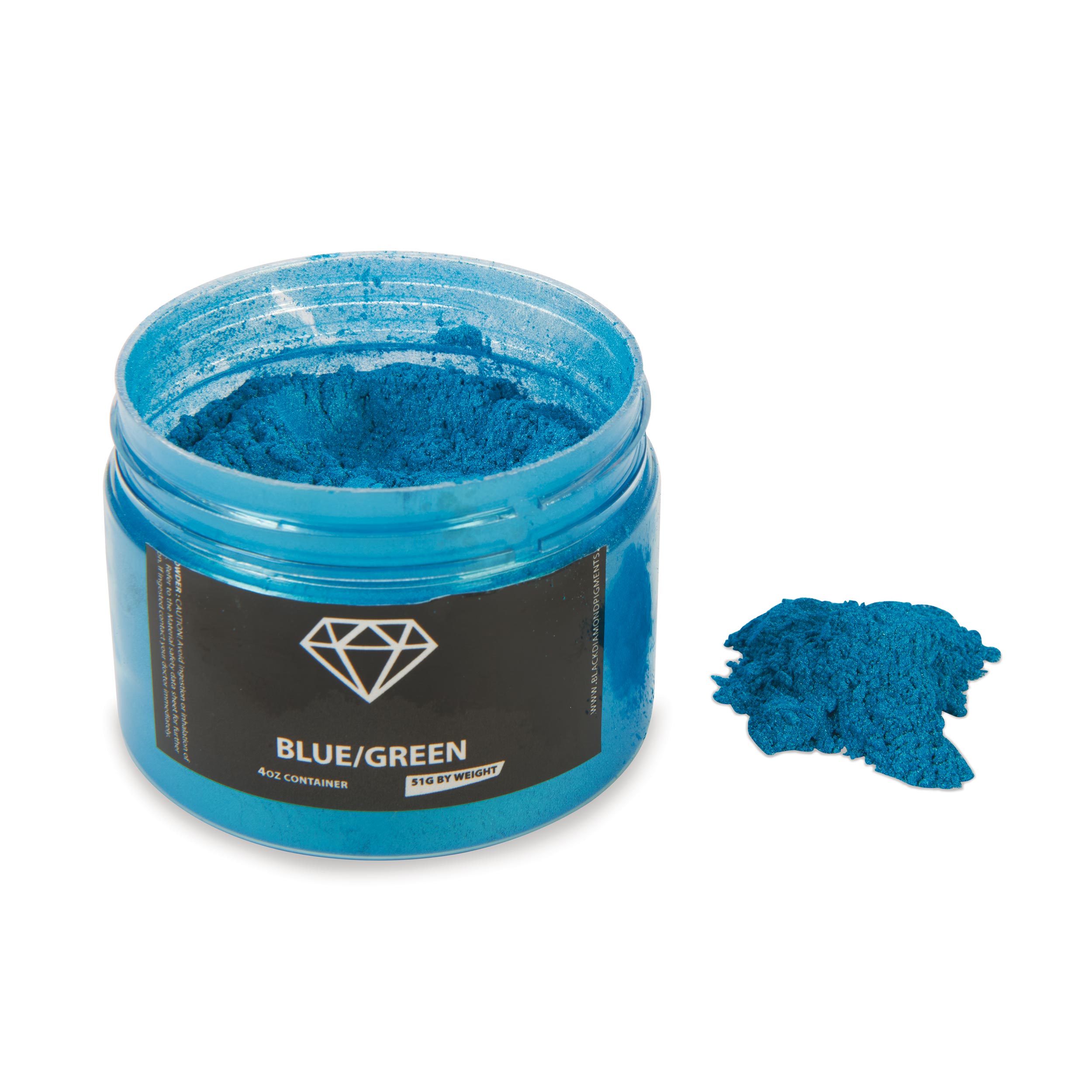 product: Black Diamond Pigments Mica Powder - Blue/Green - 51 Grams shown