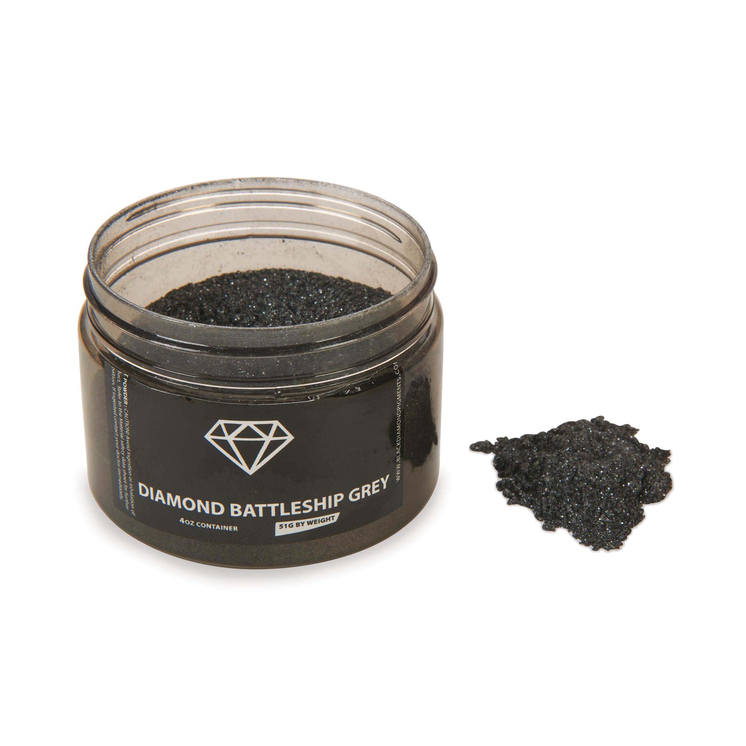 product: Black Diamond Pigments Mica Powder - Diamond Battleship - 51 Grams shown