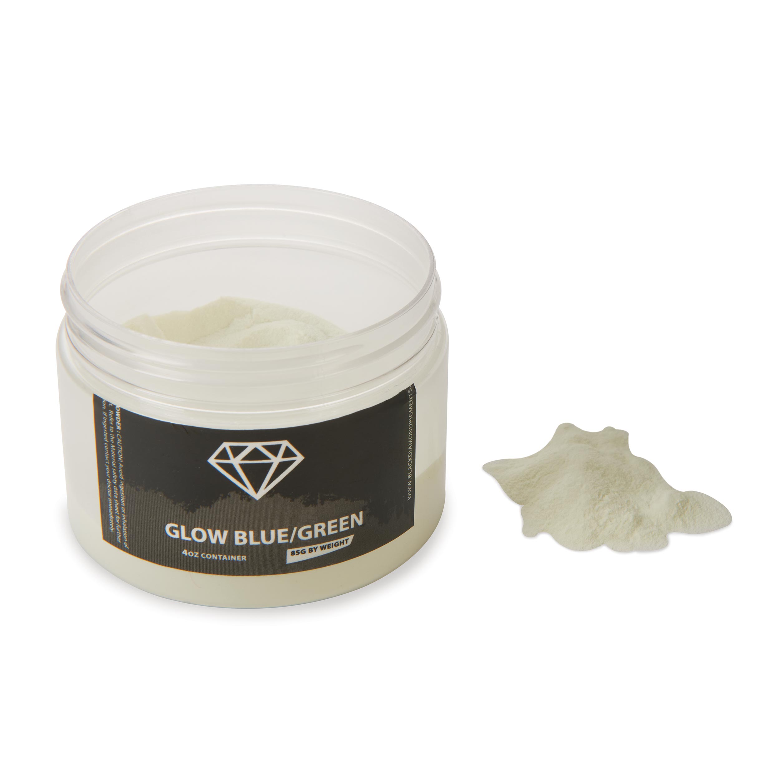 product: Black Diamond Pigments Mica Powder - Glow Blue/Green - 51 Grams shown