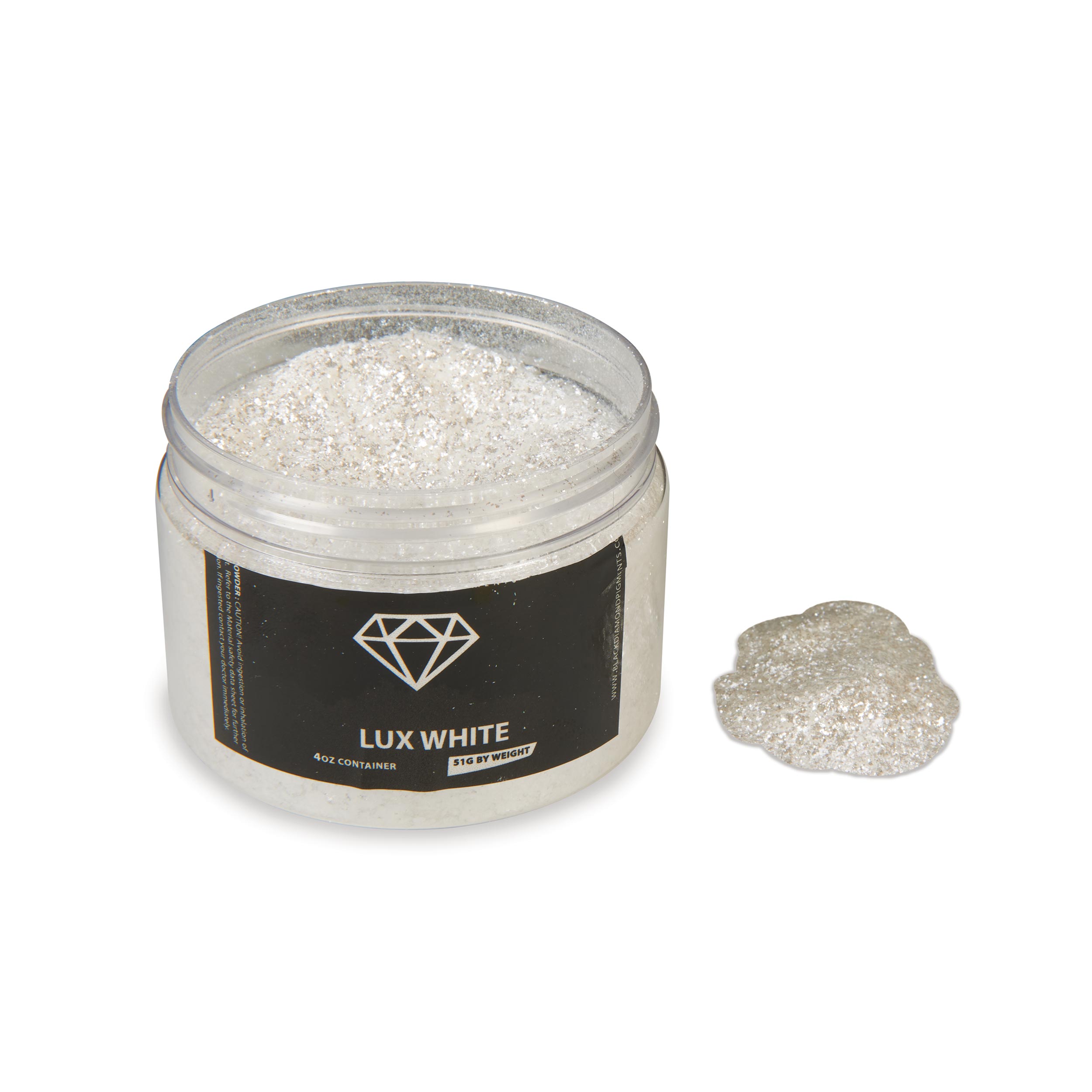 product: Black Diamond Pigments Mica Powder - Lux White - 51 Grams shown
