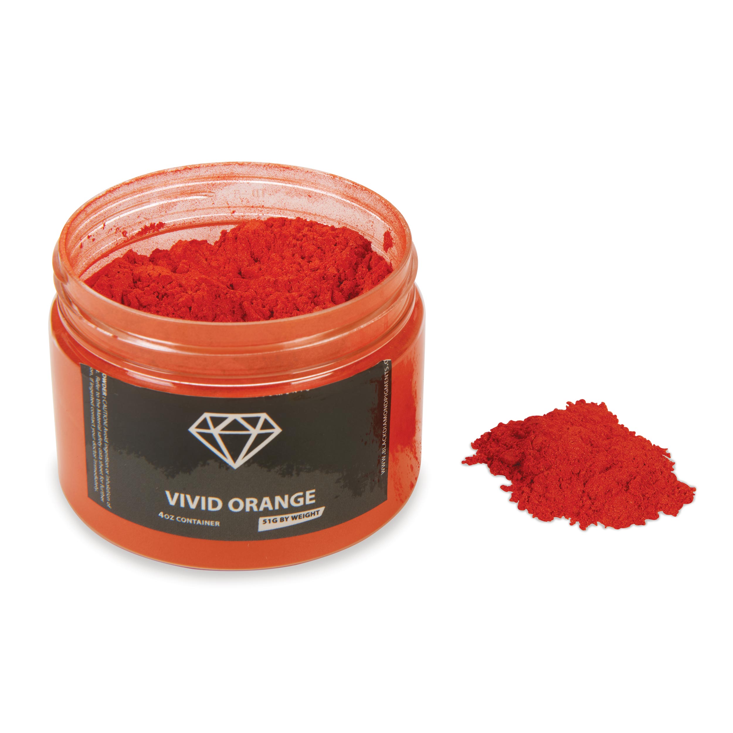 product: Black Diamond Pigments Mica Powder - Vivid Orange - 51 Grams shown