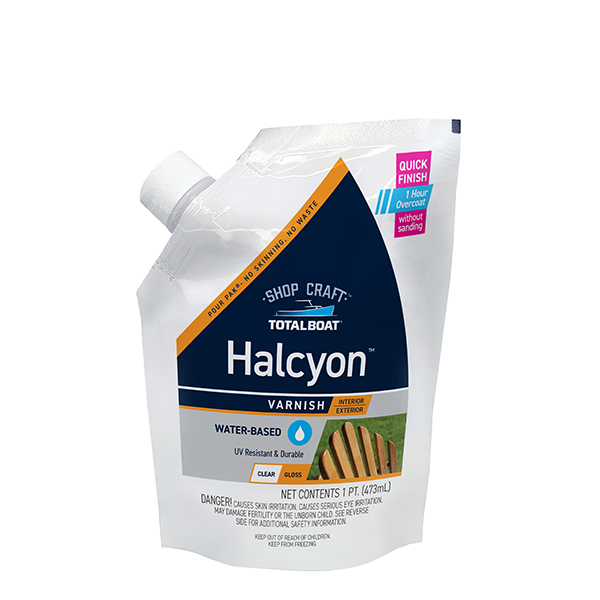 product: TotalBoat Halcyon Water-Based Marine Varnish - High Gloss - Pint shown