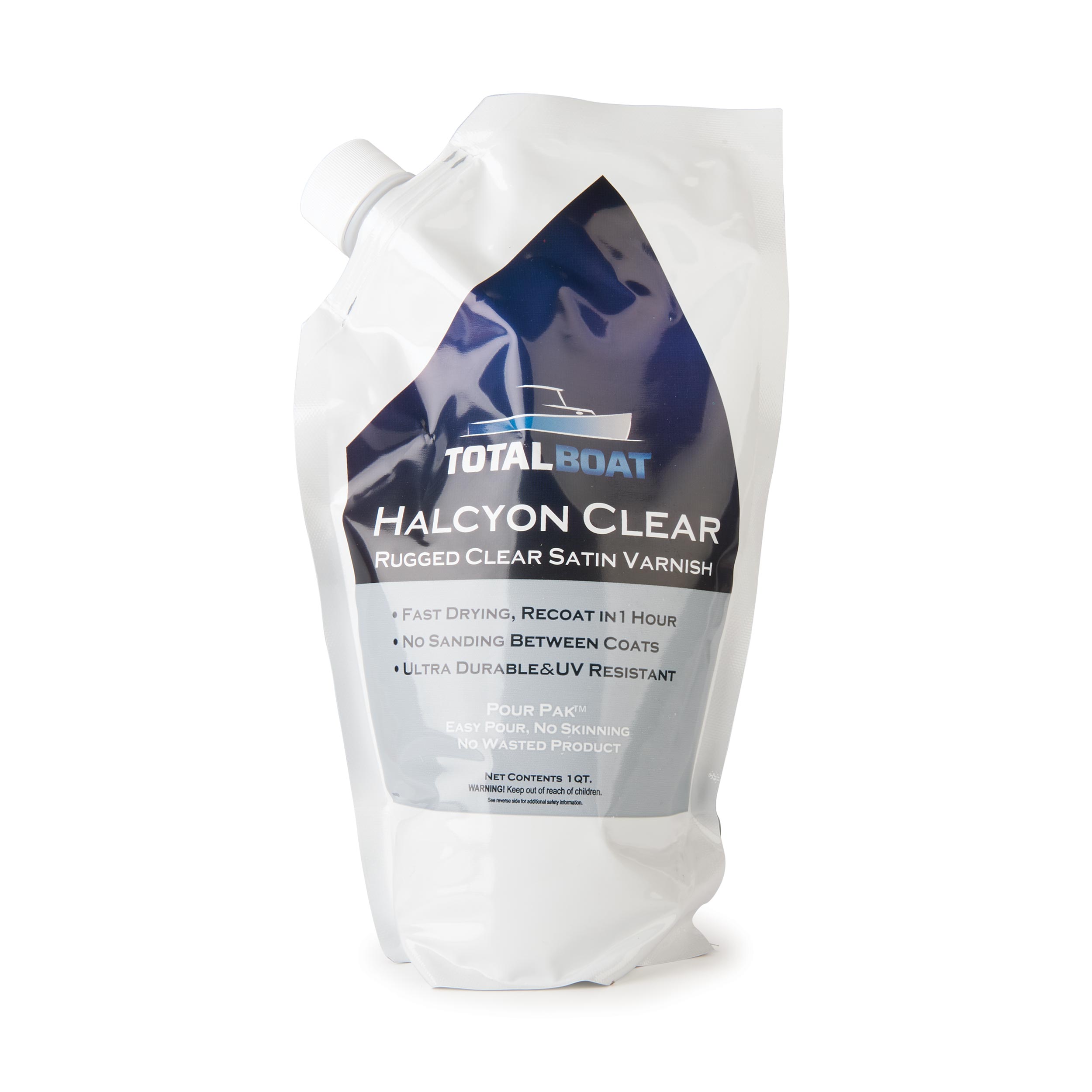 product: TotalBoat Halcyon Water-Based Marine Varnish - Satin - Quart shown