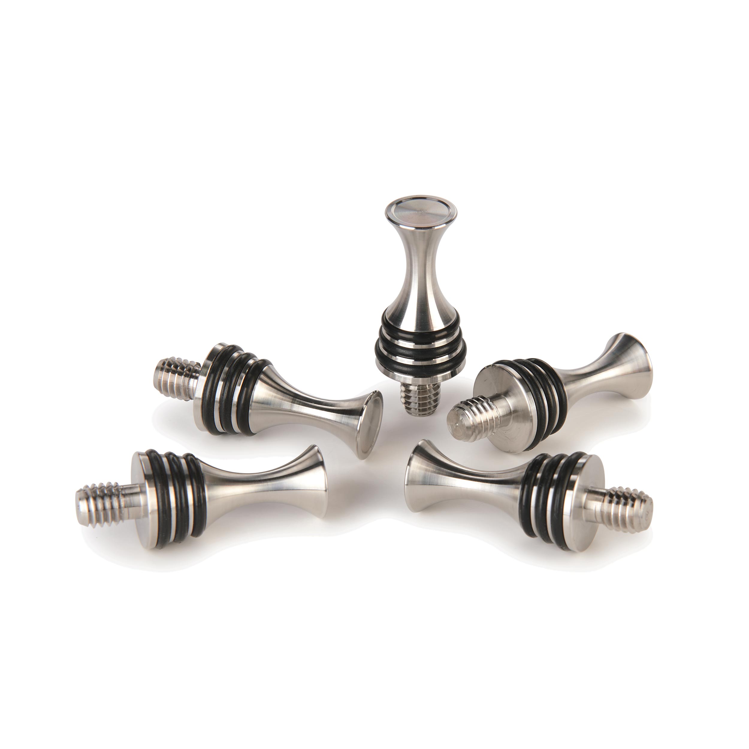 product: Stainless Bottle Stoppers Hourglass Stand-Up Stainless Steel Bottle Stopper Turning Kit - 5 Piece shown