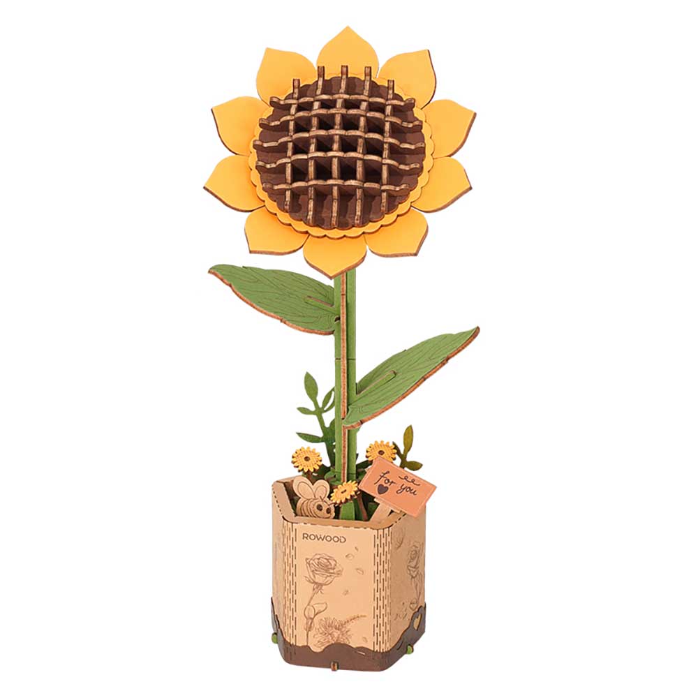 product: Rolife Sunflower 3D Wood Puzzle Kit shown