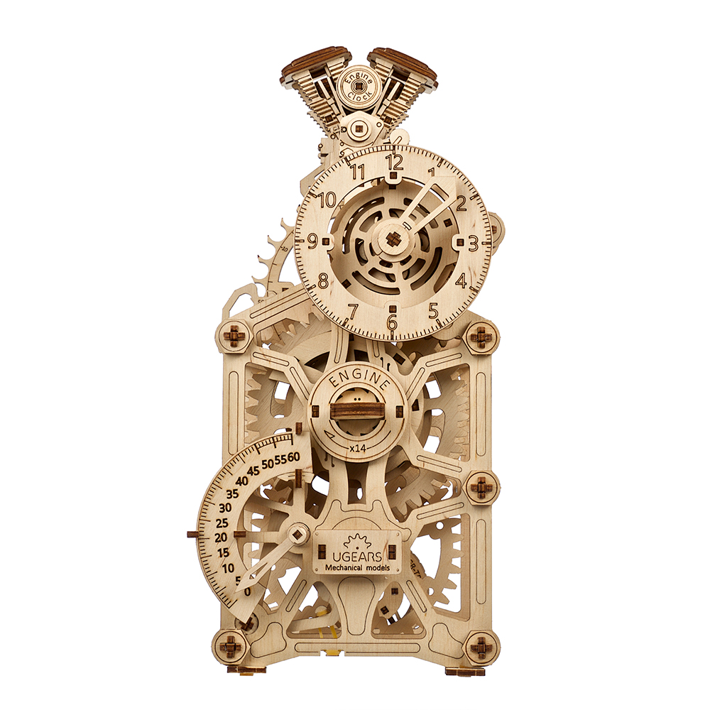 product: UGears Engine Clock Wooden Craft Kit shown