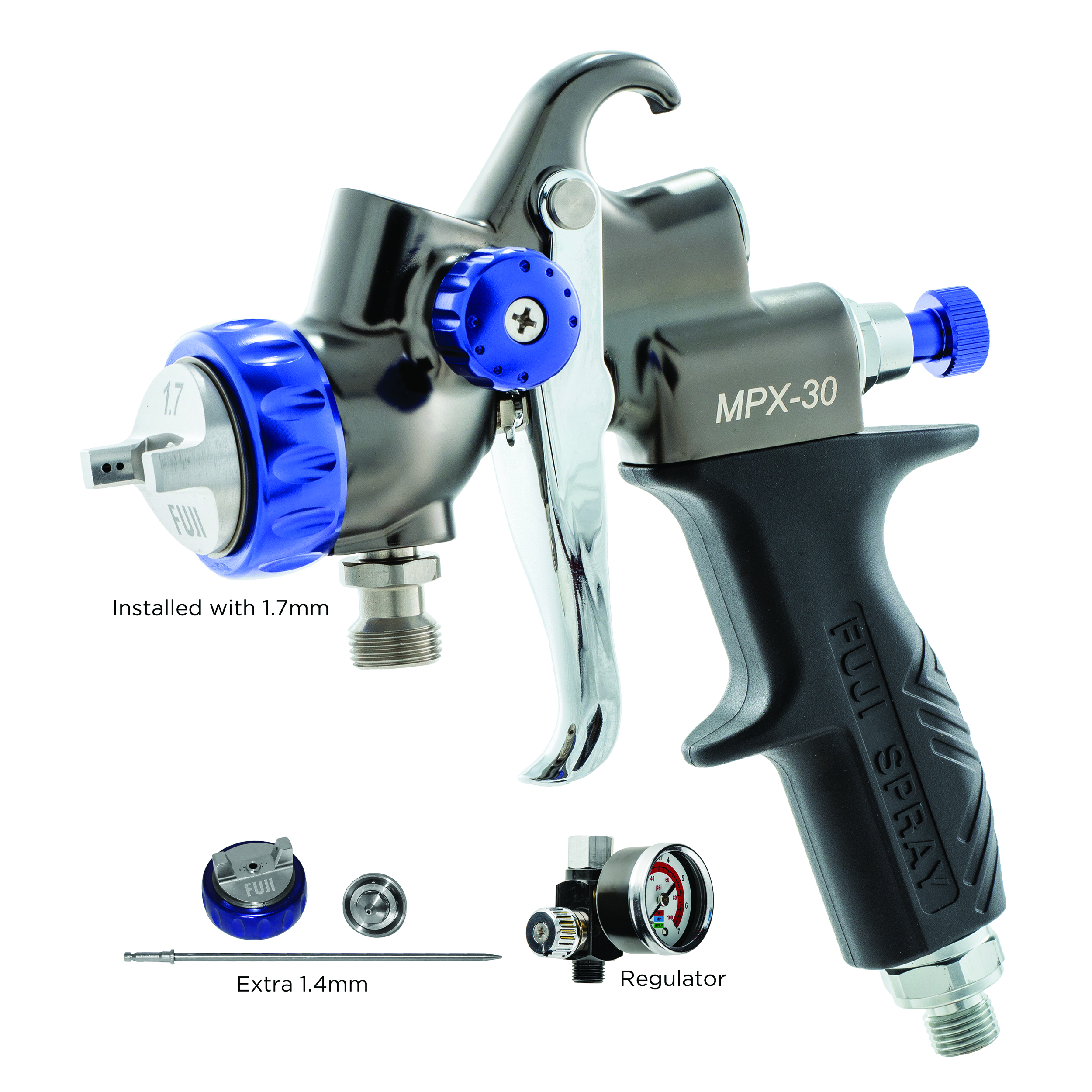 product: Fuji Spray MPX-30 Siphon - 1.7mm - No Cup + Kit [Extra 1.4mm] shown