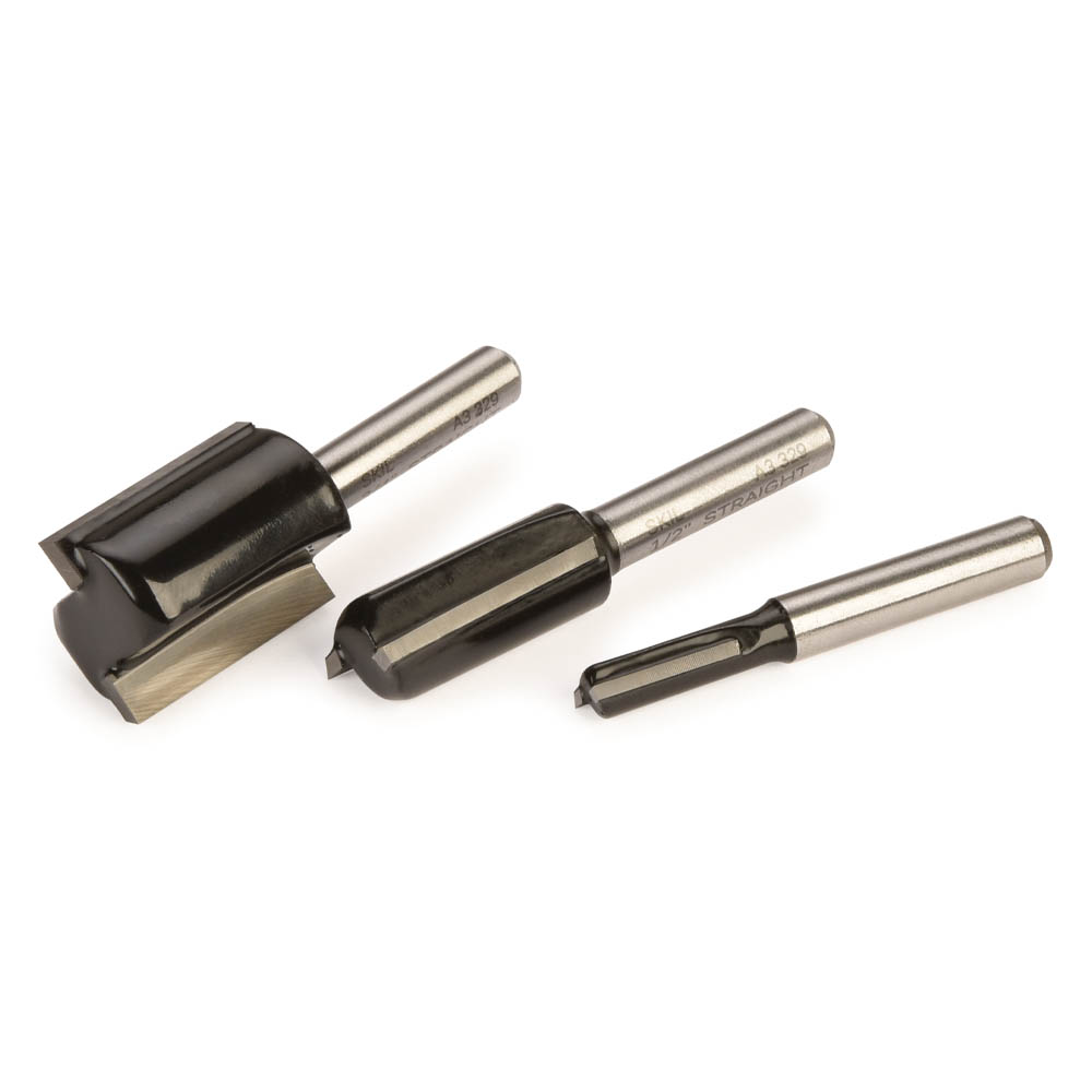 product: SKIL Carbide Straight Router Bit Set - 3 Piece shown