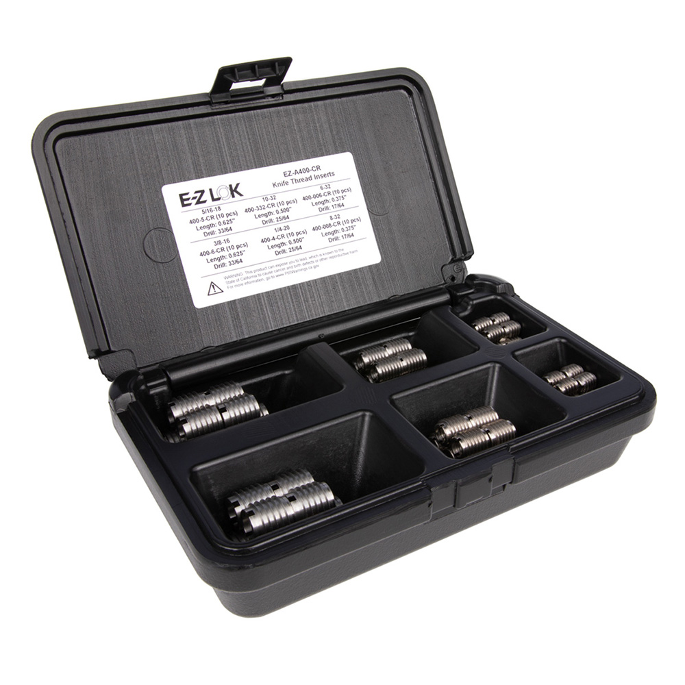 product: E-Z LOK E-Z Knife Threaded Insert Assortment Kit - Stainless Steel shown