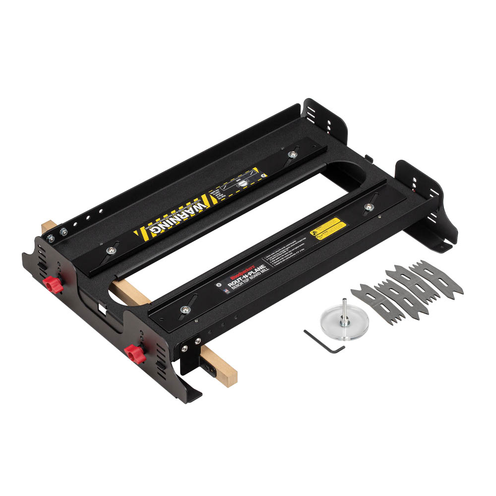 product: Woodpeckers Rout-N-Plane Bench Top Board Mill shown