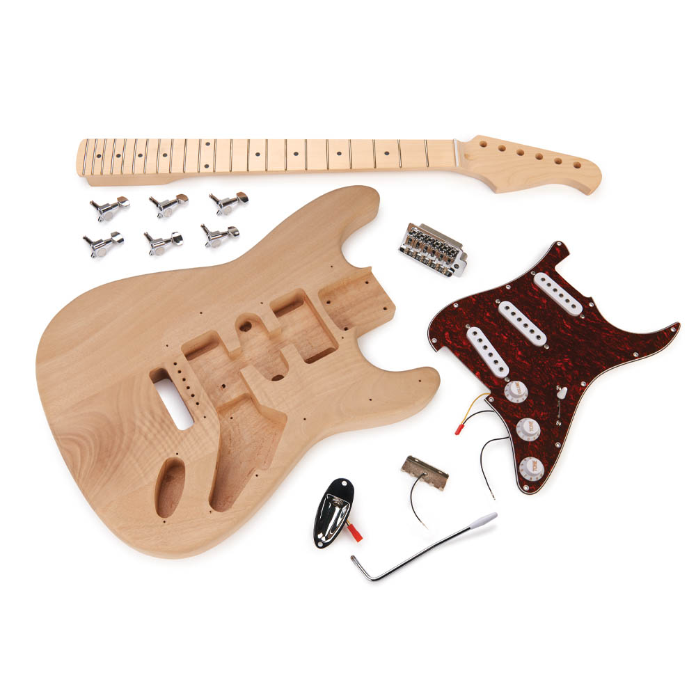 product: WoodRiver ST Style Electric Guitar Kit - Solderless Electronics shown