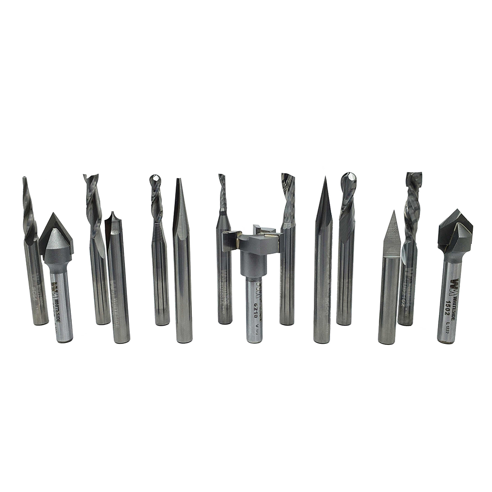 product: Whiteside The Works CNC Deluxe Router Bit Set - 14 Piece shown