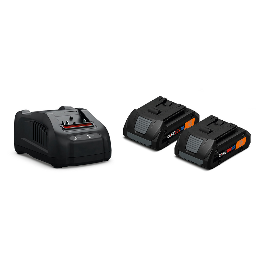 product: Fein AMPShare 18V 4 Ah Starter Set - 2 Batteries and Charger shown