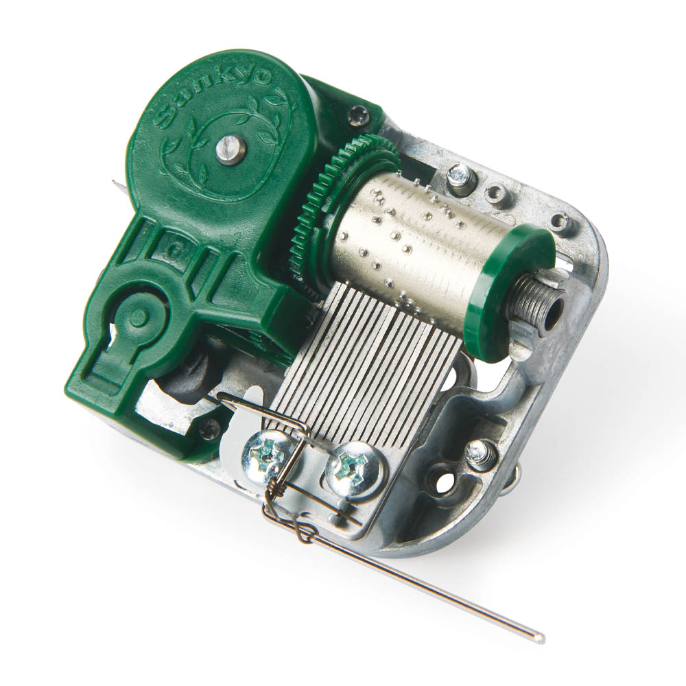 product: WoodRiver 18-Note Music Box Movement with Beauty and the Beast shown