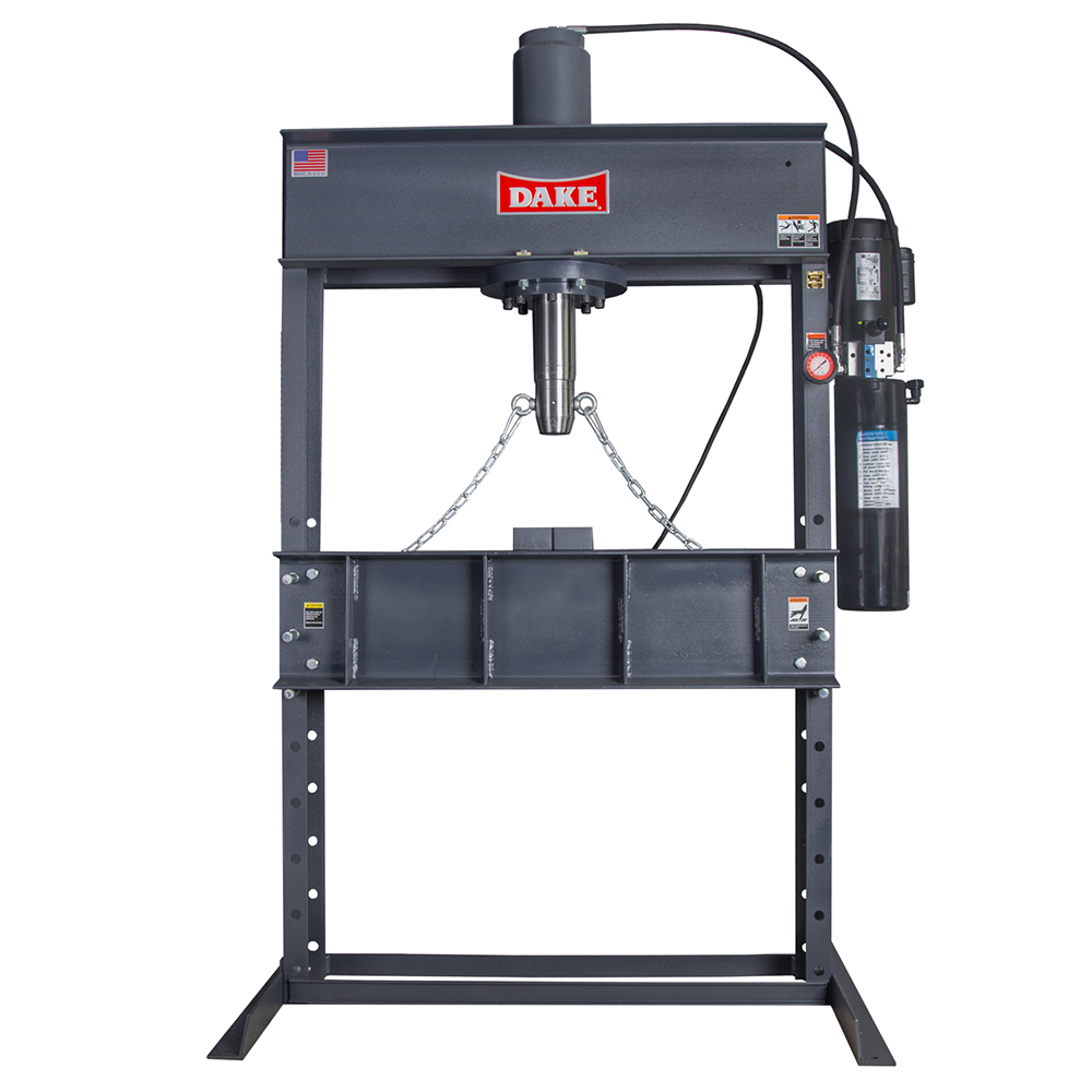 product: Dake 50-Ton Electrically Operated H-Frame- 110V 1 Ph shown