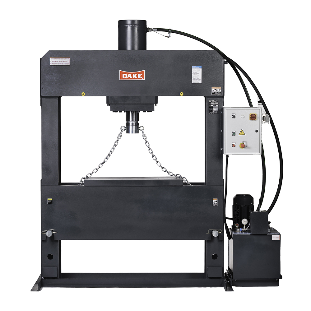 product: Dake 200-Ton Electrically Operated H-Frame- 220V 3 Ph shown