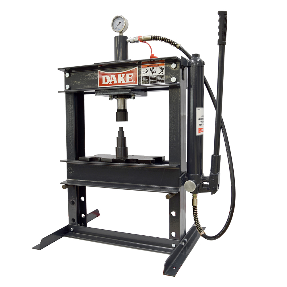 product: Dake Bench 10-Ton Manual H-Frame Press shown