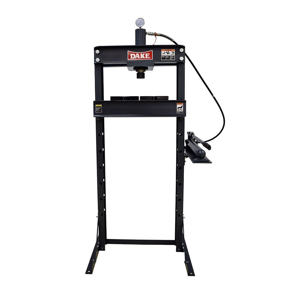 product: Dake Floor 10-Ton Manual H-Frame Press shown