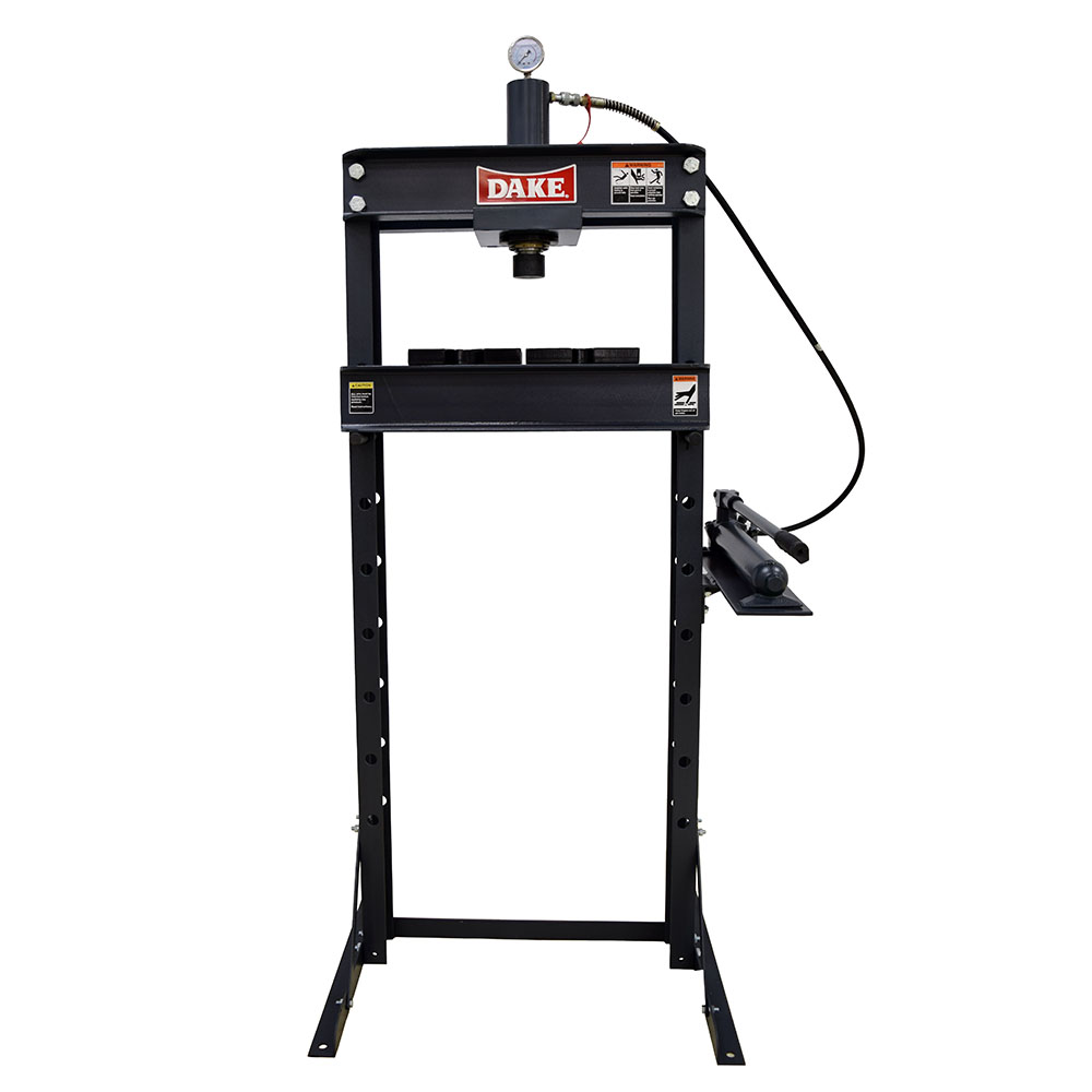 product: Dake Floor 20-Ton Manual H-Frame Press shown