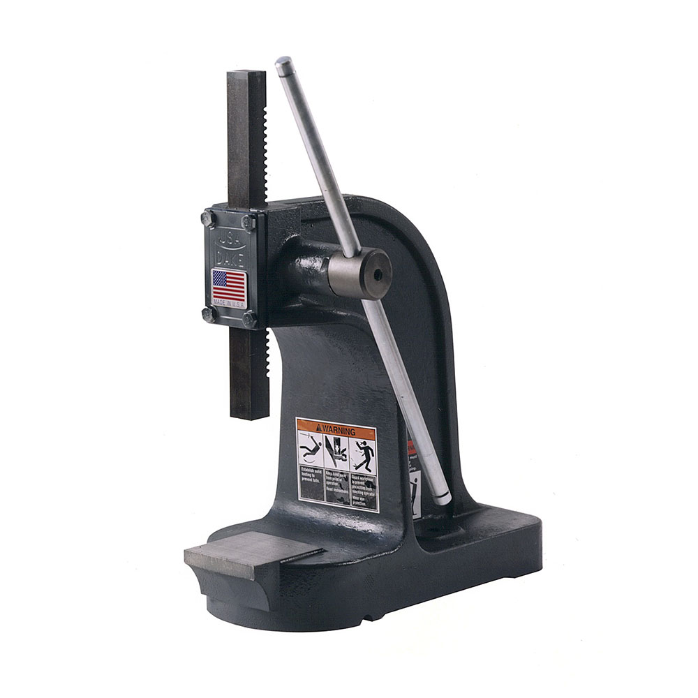 product: Dake 1 1/2-Ton Single Leverage Press- Platen Type shown
