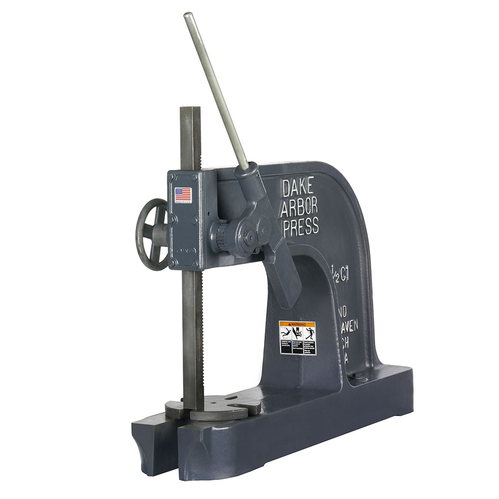 product: Dake 3-Ton Deep Throat Ratchet Leverage Press shown