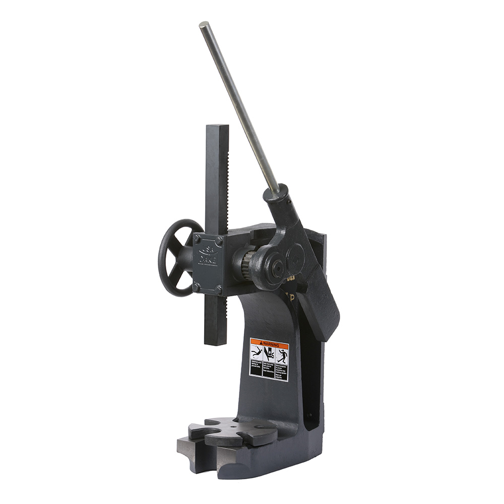 product: Dake 3-Ton Side Mounted Ratchet Leverage Press shown