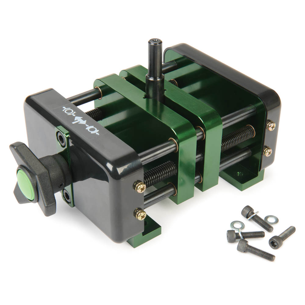 product: WoodRiver Self-Centering Vise for Drill Guide shown