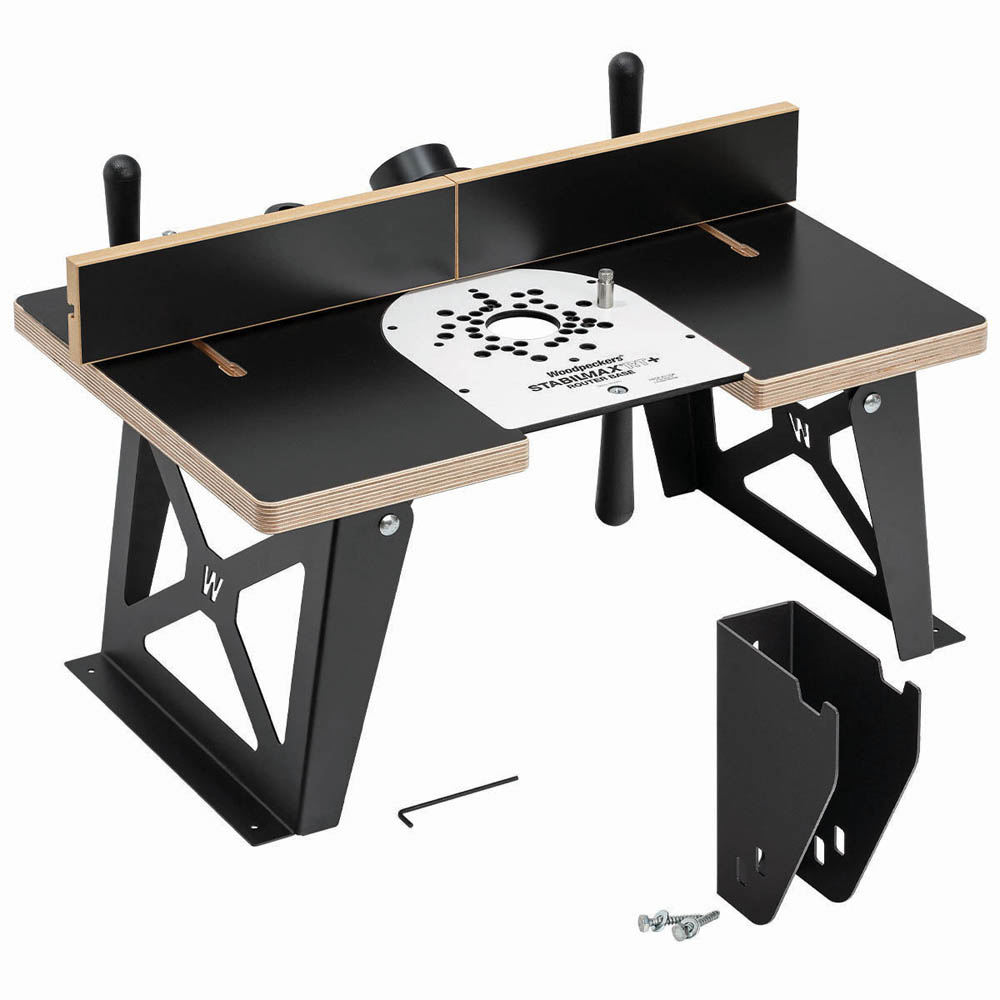 product: Woodpeckers StabilMax RT+ Router Table System with Rack-It shown