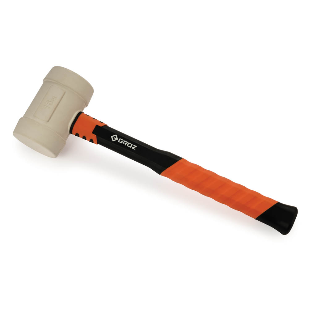 product: Groz Rubber Mallet with Fiberglass Handle - White - 16 oz shown
