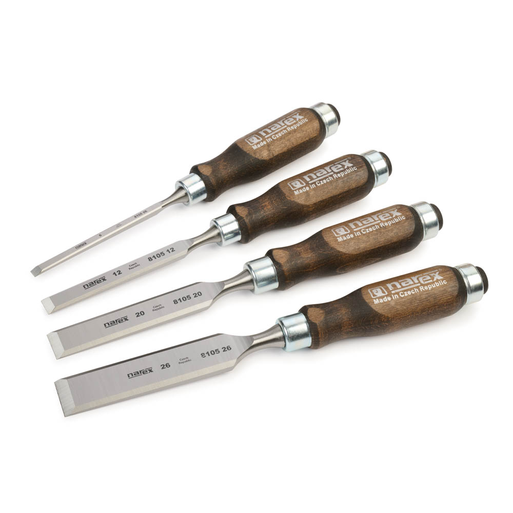 product: Narex Wood Line PROFI Beveled Edge Chisels - 4 Piece shown