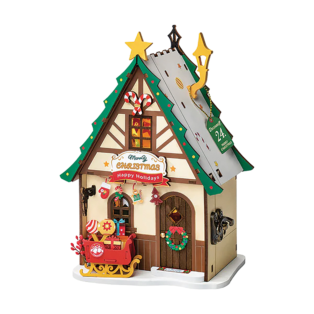 product: Rolife Twinkling Christmas House Model Kit shown
