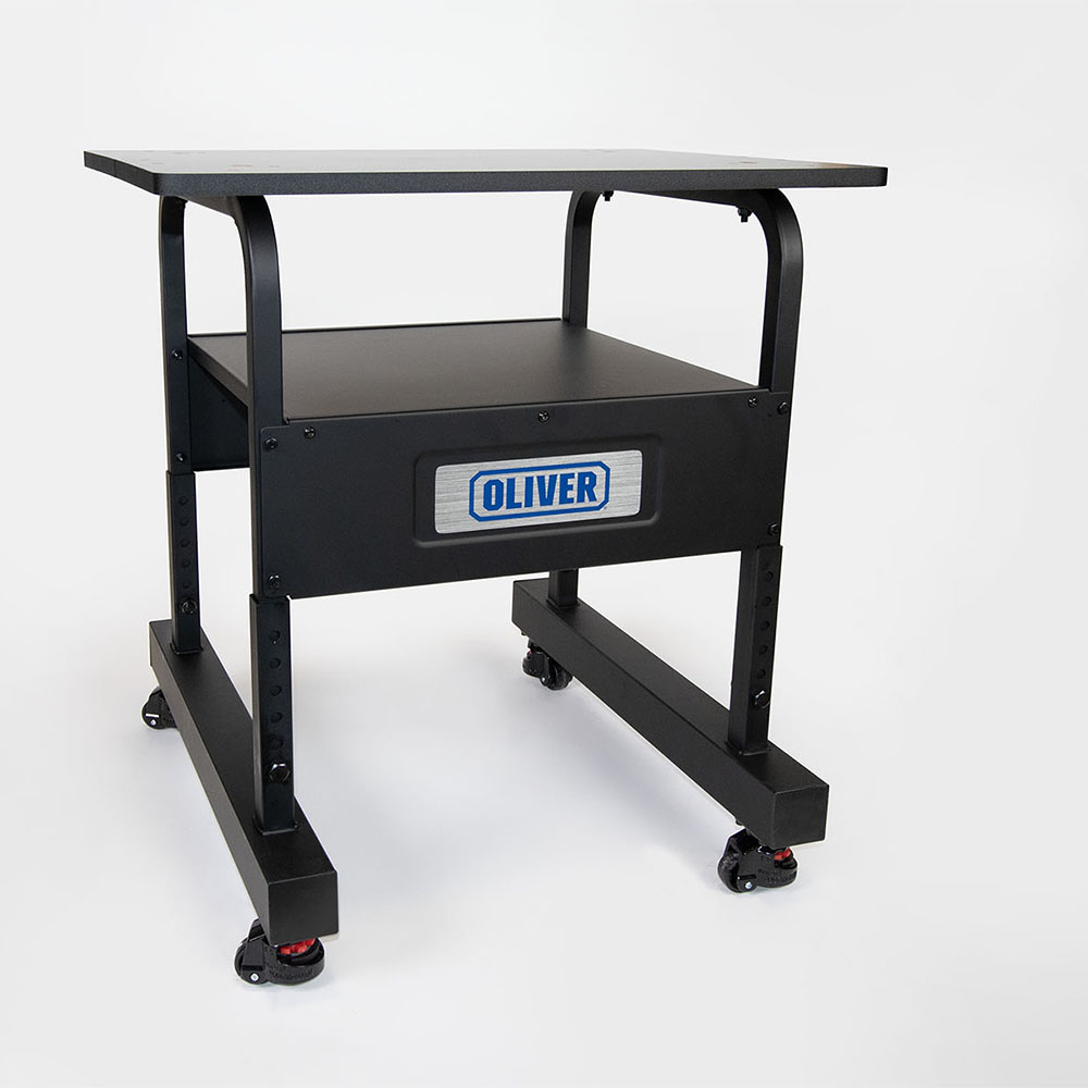 product: Oliver Machinery Universal Adjustable Benchtop Stand with Casters shown