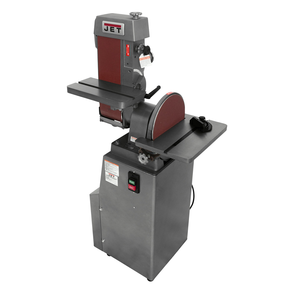 product: Jet J-4200A 6” X 48” Industrial Combination Belt and Disc Finishing Machine - 115V – 1 Ph shown