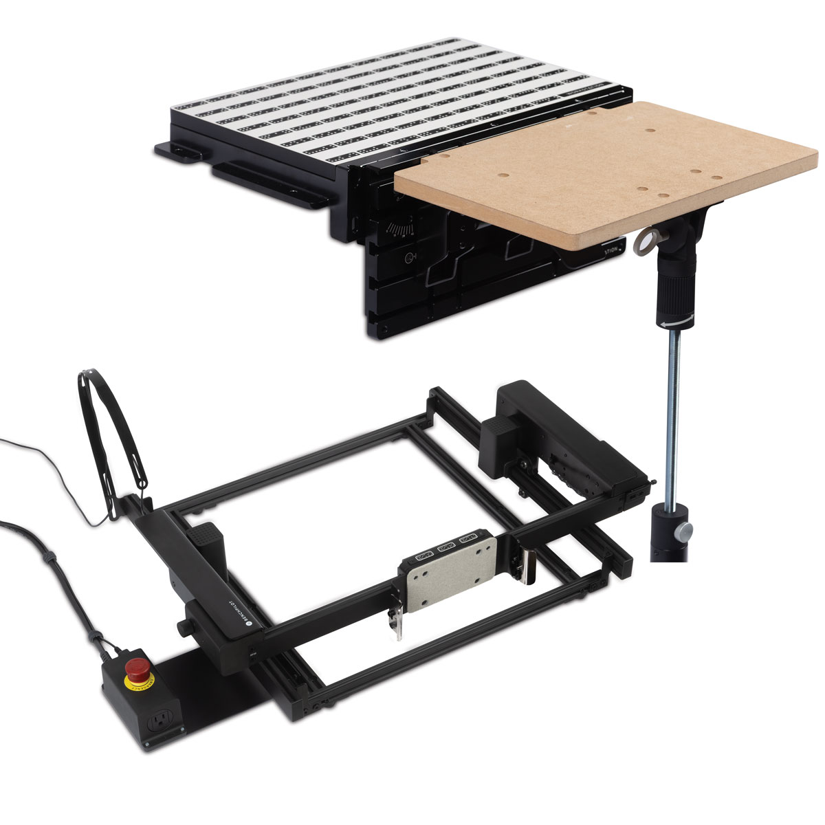 product: Shaper BenchPilot and Shelf Upgrade Package for Shaper Workstation shown