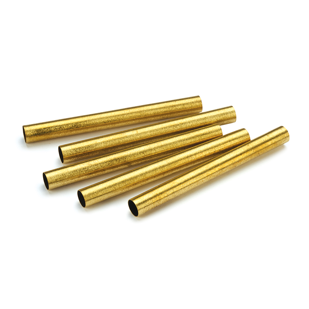 product: WoodRiver Whimsy Pen Kit Replacement Tubes - Brass - 5 Piece shown