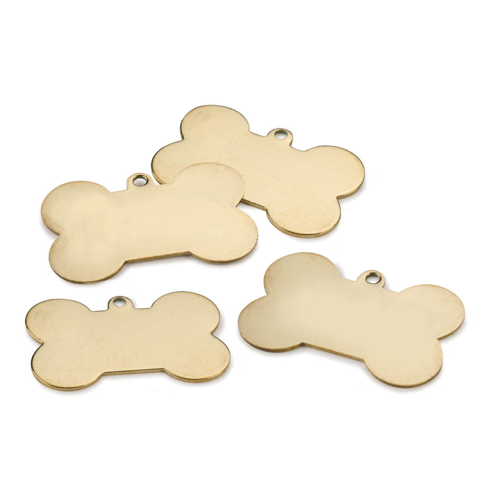 product: Impress Dog Bone Engraving Blank - Brass - 4 Piece shown