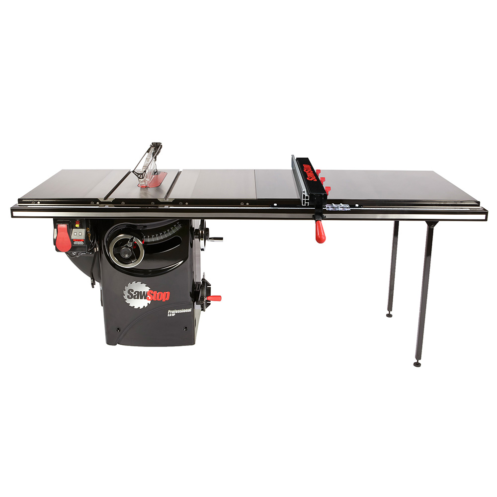 product: Sawstop 3 HP Professional Cabinet Saw with 52” Professional T-Glide Advance Fence System - 1 PH 230V shown