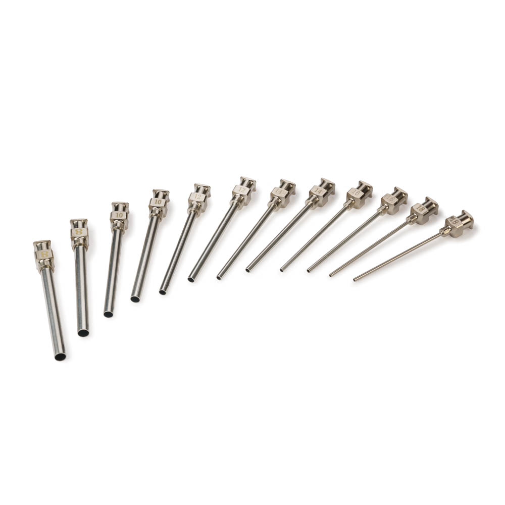 product: WoodRiver Stainless Steel Luer Lock Applicator Tips - Assorted Sizes - 12 Piece shown