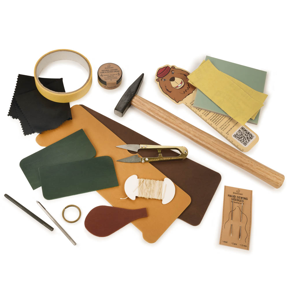 product: Beavercraft Wallet Leather Crafting Kit - Forest Brown shown