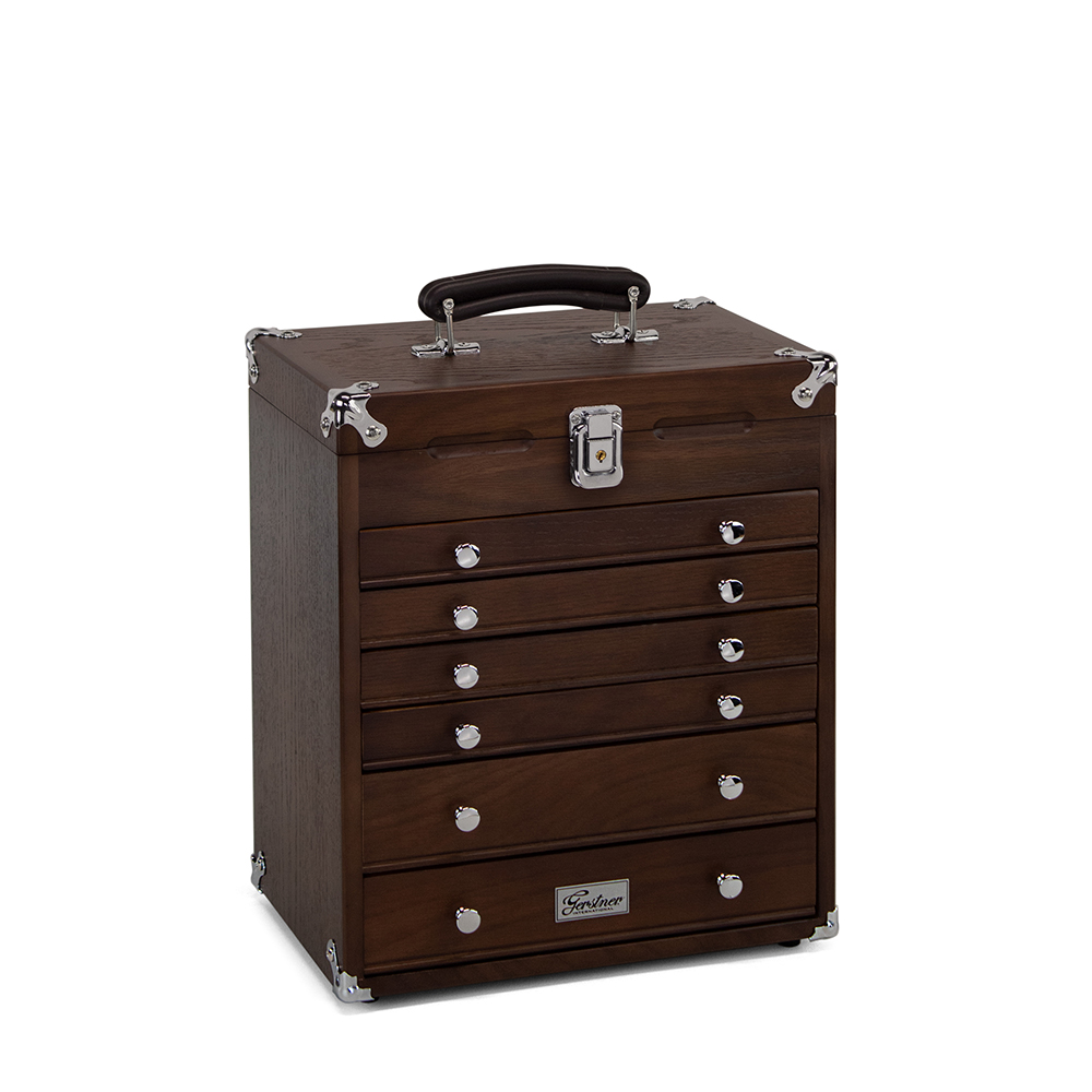 product: Gerstner International 6-Drawer Collector's Chest - Dark Oak shown