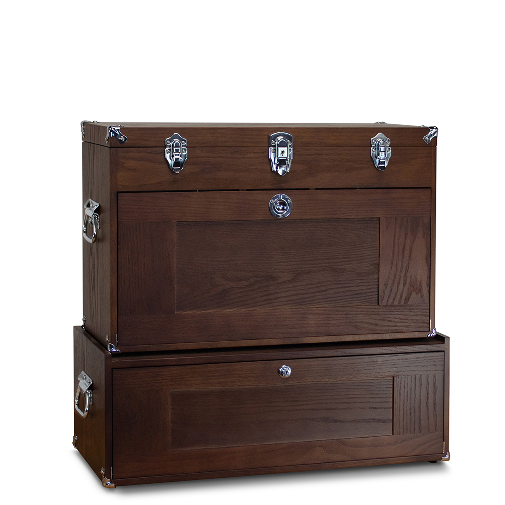 product: Gerstner International 14-Drawer 2 Piece Tool Chest & Base Set - Dark Oak shown