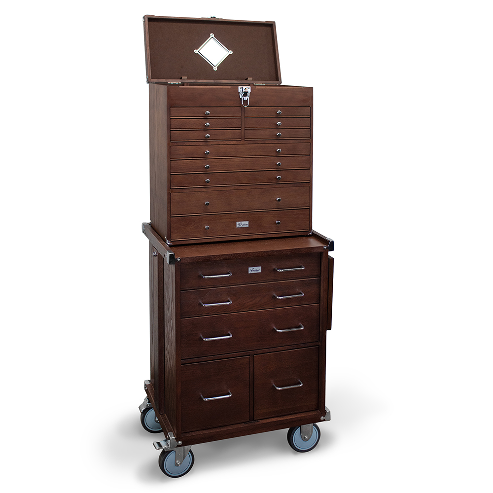 product: Gerstner International 16-Drawer 2 Piece Hobby Roller Set - Dark Oak shown