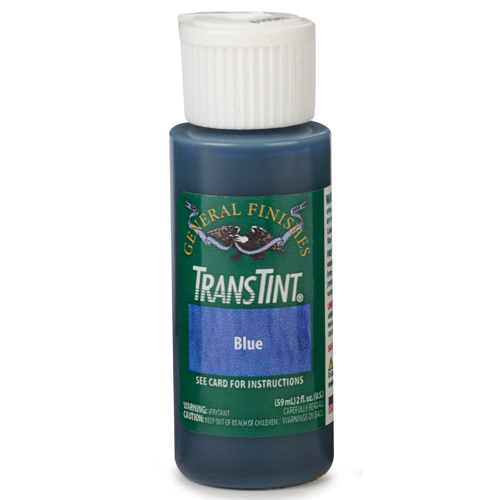 product: General Finishes TransTint Wood Dye Stain - Alcohol/Water Soluble - 6022 - Blue - 2 oz shown