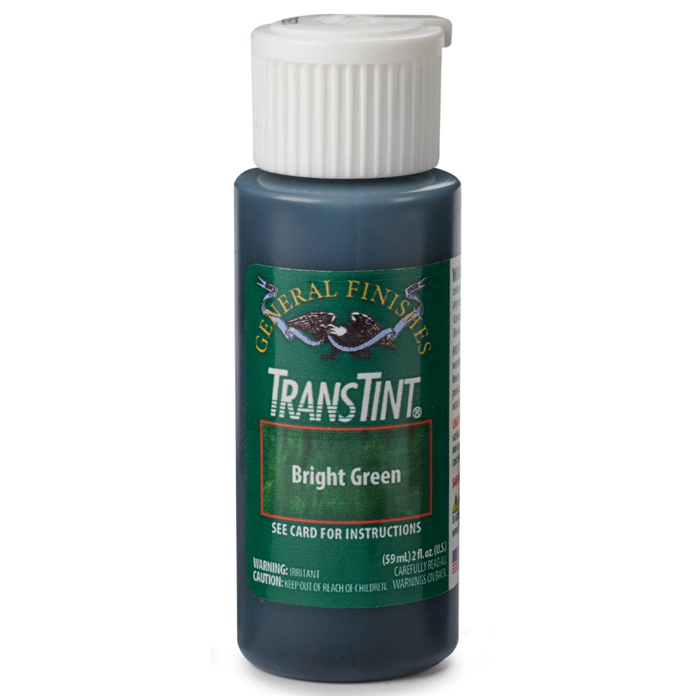 product: General Finishes TransTint Wood Dye Stain - Alcohol/Water Soluble - 6028 - Bright Green - 2 oz shown